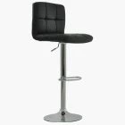 Cuban Bar Stool Black Leather & Chrome Base