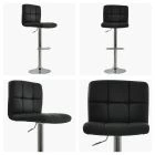 Cuban Bar Stool Black Leather & Chrome Base