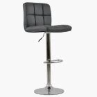 Cuban Bar Stool Dark Grey Leather & Chrome Base