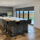 Cuban Bar Stool Grey Leather & Chrome Base