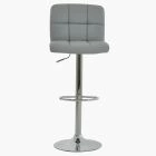 Cuban Bar Stool Grey Leather & Chrome Base