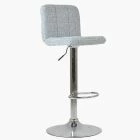 Cuban Bar Stool Grey Boucle Fabric & Chrome Base