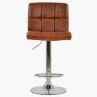 Cuban Bar Stool Tan Brown Leather & Chrome Base