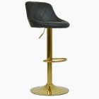 Dale Bar Stool Black Leather & Gold Base