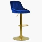Dale Bar Stool Blue Velvet & Gold Base