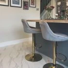 Dale Bar Stool Grey Velvet & Gold Base