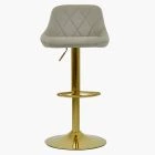 Dale Bar Stool Taupe Leather & Gold Base