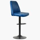 Danbury  Bar Stool Blue Leather & Black Base