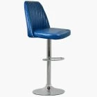 Danbury  Bar Stool Blue Leather & Chrome Base
