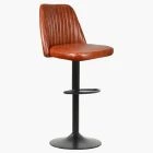 Danbury  Bar Stool Vintage Tan Brown Leather & Black Base