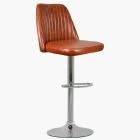 Danbury  Bar Stool Vintage Tan Brown Leather & Chrome Base