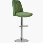 Danbury  Bar Stool Vintage Green Leather & Chrome Base