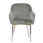 Lule Carver Dining Chair Grey Velvet & Chrome