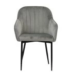 Lule Carver Dining Chair Grey Velvet & Black Base