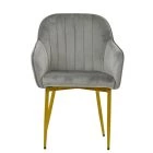 Lule Carver Dining Chair Grey Velvet & Gold