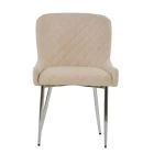 Heron Dining Chair Natural Cream Fabric & Chrome