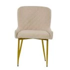 Heron Dining Chair Natural Cream Fabric & Gold