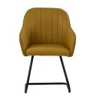 Wickham Dining Chair Light Tan Brown Leather & Black