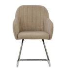 Duval Dining Chair Fawn Brown Fabric & Chrome
