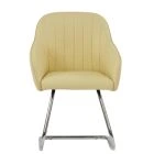 Duval Dining Chair Cream Leather & Chrome