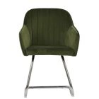 Duval Dining Chair Olive Green Velvet & Chrome