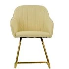 Longton Dining Chair Cream Leather & Gold
