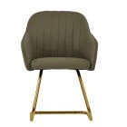 Longton Dining Chair Taupe Leather & Gold