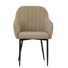 Lule Carver Dining Chair Fawn Brown Fabric & Black