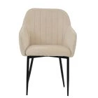 Lule Carver Dining Chair Natural Cream Fabric & Black