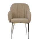 Lule Carver Dining Chair Fawn Brown Fabric & Chrome