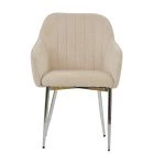 Lule Carver Dining Chair Natural Cream Fabric & Chrome