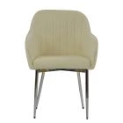 Lule Carver Dining Chair Cream Boucle Fabric & Chrome