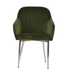 Lule Carver Dining Chair Olive Green Velvet & Chrome