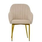Lule Carver Dining Chair Natural Cream Fabric & Gold