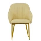 Lule Carver Dining Chair Cream Leather & Gold