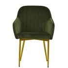 Lule Carver Dining Chair Olive Green Velvet & Gold