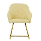 Frome Dining Chair Cream Leather & Gold