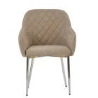 Opus Carver Dining Chair Fawn Brown Fabric & Chrome
