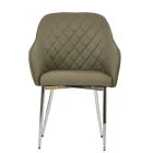 Opus Carver Dining Chair Taupe Leather & Chrome