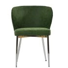 Belisimo Dining Chair Aged Olive Green Leather & Chrome