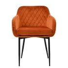 Langham Dining Chair Burnt Orange Velvet & Black Base