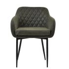 Langham Dining Chair Slate Grey Leather & Black Base