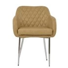 Langham Dining Chair Aged Cream Leather & Chrome