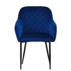 Opus Carver Dining Chair Blue Velvet & Black Base