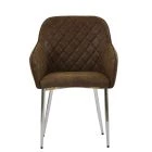 Opus Carver Dining Chair Aged Brown Leather & Chrome
