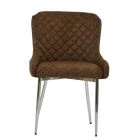 Heron Dining Chair Aged Brown Leather & Chrome