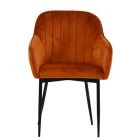Lule Carver Dining Chair Burnt Orange Velvet & Black Base