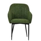 Lule Carver Dining Chair Aged Olive Green Leather & Black Base