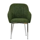 Lule Carver Dining Chair Aged Olive Green Leather & Chrome