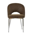 Flair Dining Chair Aged Brown Leather & Chrome